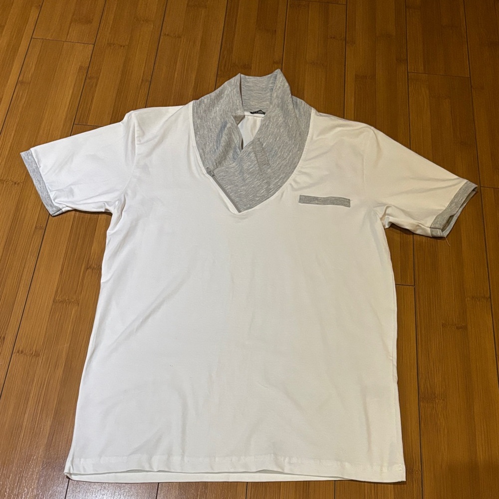 Stylish White and Gray Men's Polo Shirt
